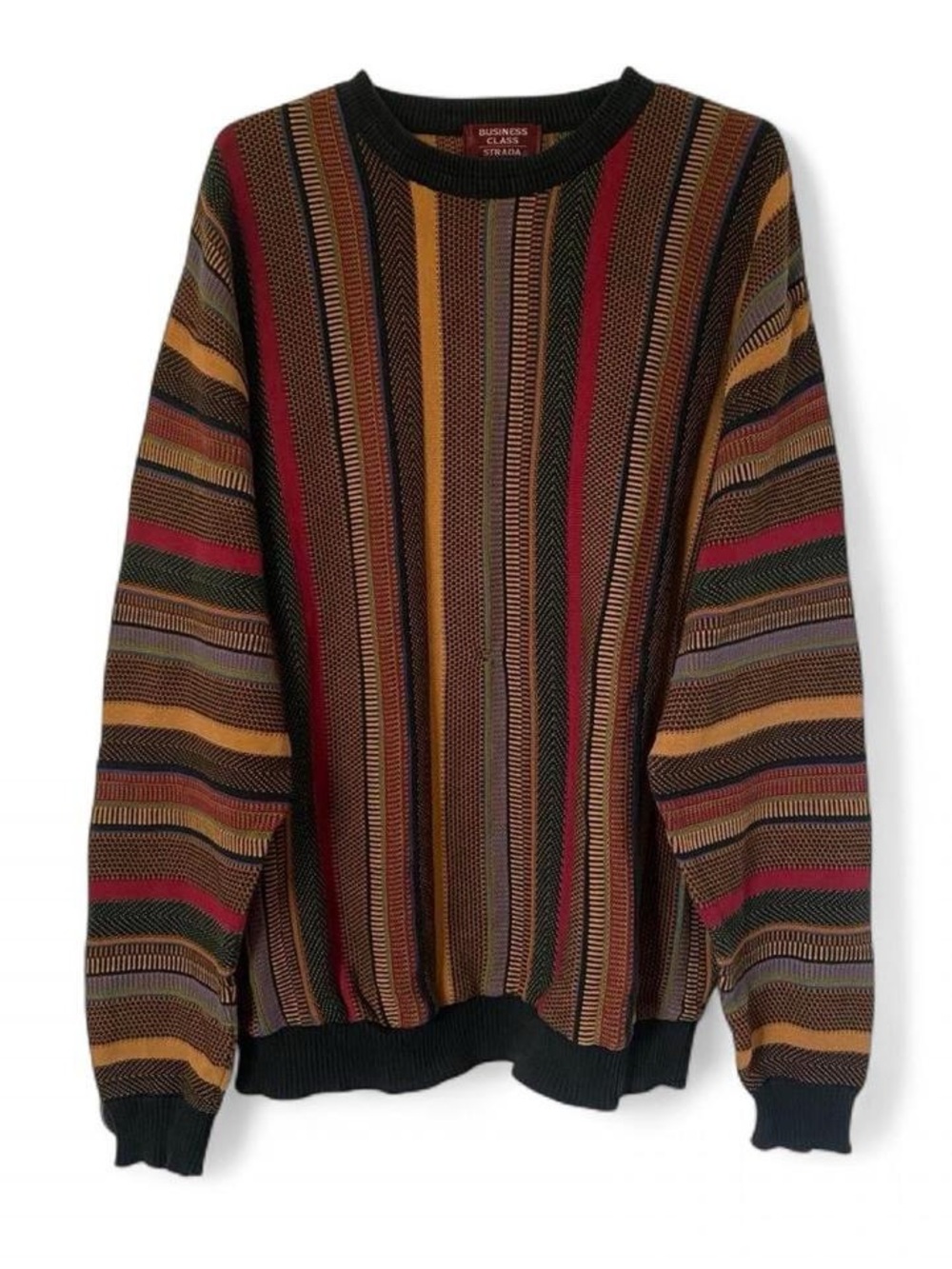 Vintage 90’s Strada Coogi Style Multicolour Knit 100% Cotton Men’s Sweater